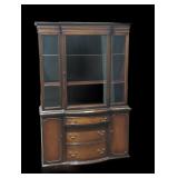 Vintage Wooden China Cabinet with Glass Doors