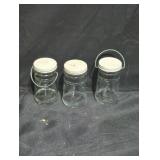 Set of Three Glass Jars with Metal Lids