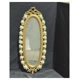 Ornate Oval Mirror with Floral Motif Frame