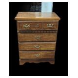 Wooden Chest of Drawers with Brass-Tone Handles