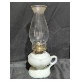 Milk Glass Oil Lamp with Chimney