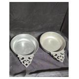 Pair of Ornate White Metal Dishes