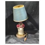 Vintage Figurative Table Lamp with Blue Shade