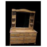 Wooden Dresser with Mirror Hutch