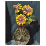 Metal Flower Sculpture in Decorative Vase