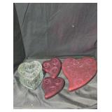 Heart-Shaped Glass and Decorative tins Set