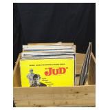 Vintage Vinyl Record Collection in Wooden Crate