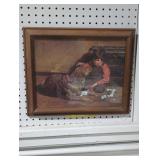 Jim Daly 1980 Framed Child and Dog Print
