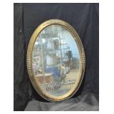Oval Vintage Mirror with Floral Detailing