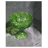 Green Glass Compote Dish