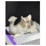 Ceramic Camel Figurine with Colorful Saddle