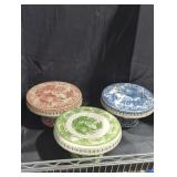 Set of Three Ceramic Pedestal Cake Stands