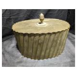 Fluted Oval Metal Box with Finial Handle