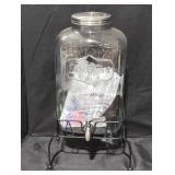 Glass Beverage Dispenser with Metal Stand