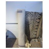 Ivory and Blue Wool Area Rug, 5x7 ft
