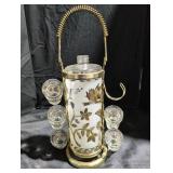 Decanter & Shot Glass Set with Metal Stand