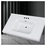 37 in. White Vanity Top w/ Single Sink