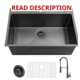 33 in Drop-In Sink with Faucet, 18ga Black