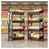 Eulas 2Pcs Brown 29.13in 4-Tier Shelf Rack