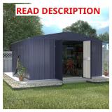 Outdoor Metal Storage Shed, 10x10, Gray packed in