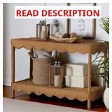 Kaden Scalloped Console Table In Rattan