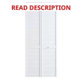 30 in. x 80 in. Louver Pine White Bi-fold Door