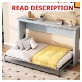 Gray Wood Frame Murphy Bed, Twin Fold