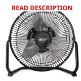 9 in. Floor Fan, 3-Speed, All Metal, Black