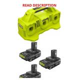 Ryobi 6-Bay Fast Charger With (3) 2Ah Batteries