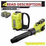 40V HP Blower, Backpack Battery, 2x6Ah