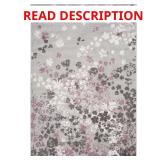 Adirondack Gray/Purple Floral 6x9 Area Rug