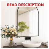XRAMFY 24x36 Arched Black Aluminum Wall Mirror