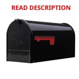 Elite Black, Large, Steel, Post Mount Mailbox