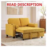 55.53 in. W Yellow Corduroy Sofa Bed
