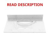 37 in. W Vanity Top, Carrara White Sink (CRACKED)
