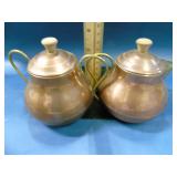 copper creamer and sugar set
