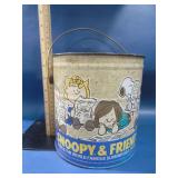 Snoopy and friends vintage metal tin bucket