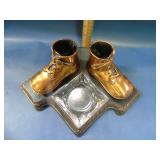 Bronze baby shoes with ashtray