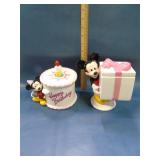 2 Teleflora Mickey mouse planters-trinket boxes