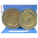 set of 2 vintage brass wall plates