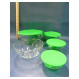 set of 5 glass storage bowls 4 lids