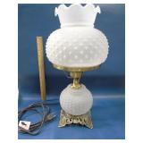 milk glass hurricane lamp hobnail pattern