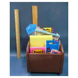 Wooden desk organizer with supplies