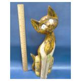 Hand carved wooden cat figure