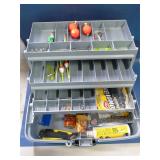 Plano tackle box loaded with fishing supplies
