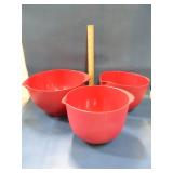 3 melamine red nesting mixing bowls