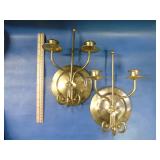pair of vintage brass double arm wall sconces