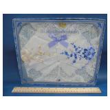 set of 3 handkerchiefs original box embroidered