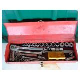 Craftsman socket set in red metal tool box
