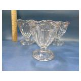 3 Anchor Hocking sundae dessert bowls